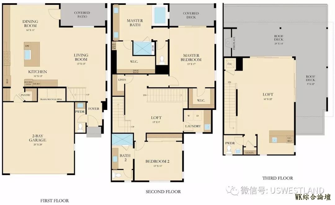 热盘推荐:洛杉矶尔湾【全新别墅】成熟商务区 UCI旁的学区房-户型一 130万美元起-11.jpg